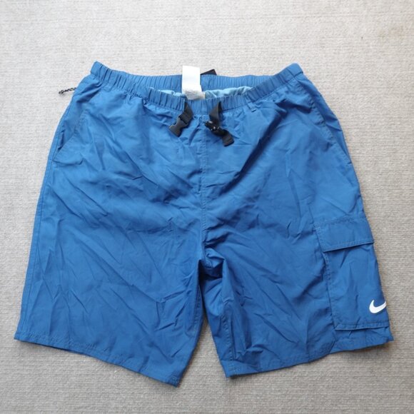 Nike Shorts Large Blue Solid Cargo Ripstop Belted - Picture 1 of 16